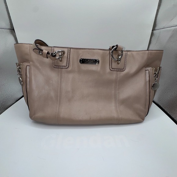 Coach Purse‎ Iridescent Shimmer Pearl Blush Pink Handbag Leather Tote Bag - Picture 2 of 11